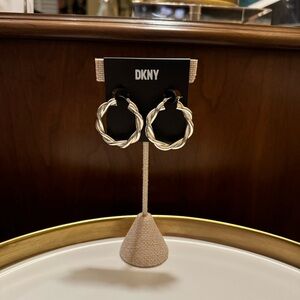 DKNY Silver-Toned Twisted Hoop Earrings